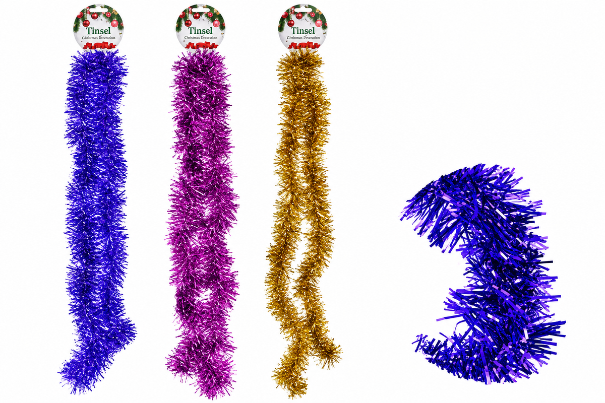 Christmas Tinsel with Assorted Designs (7 cm x 2 m)
