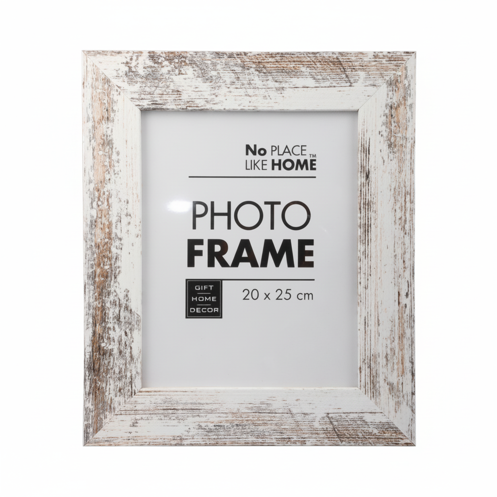 Wooden Distressed White Picture Frame for 20 x 25 cm Photo