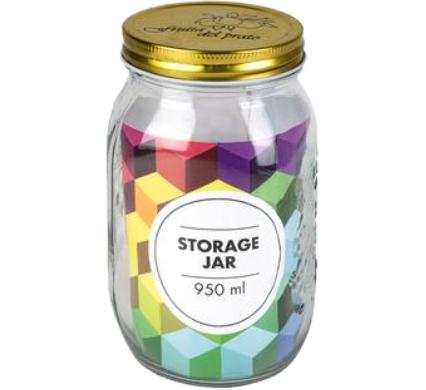 Embossed Glass Storage Jar - 950 ml - 10 x 17 cm