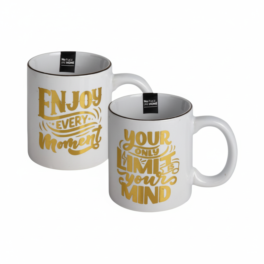 Mug with Novelty Gold Print - Motivational - Assorted