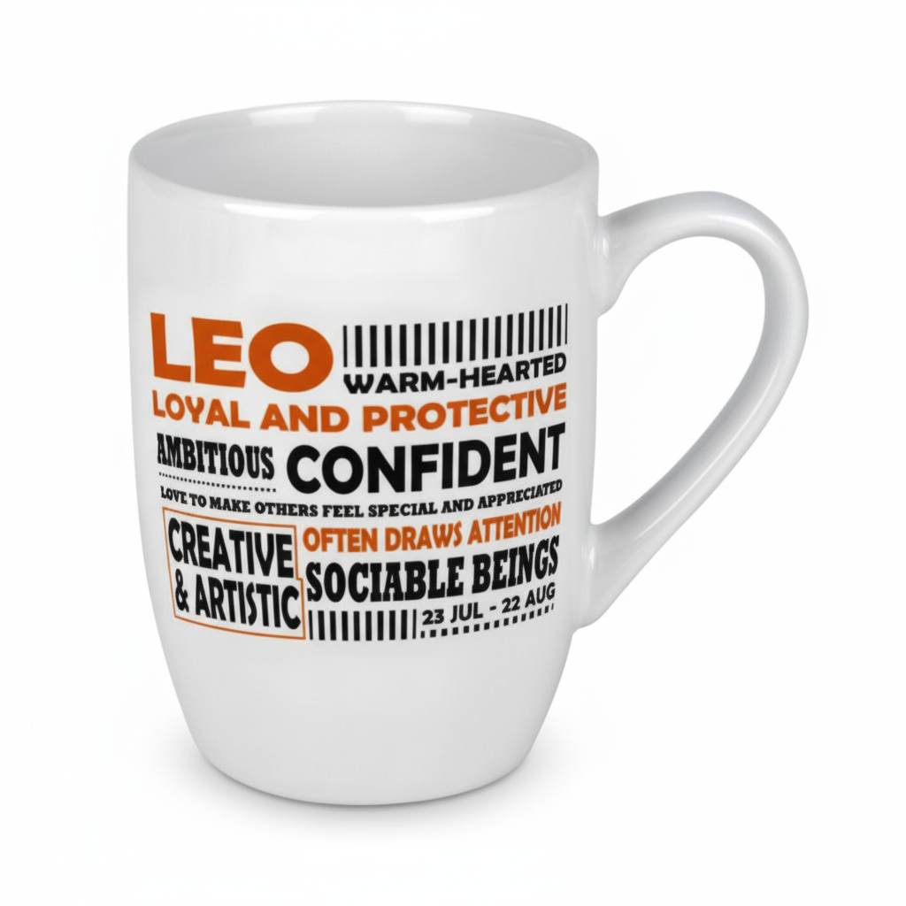Barrel Mug with Leo design for daily use (320 ml)