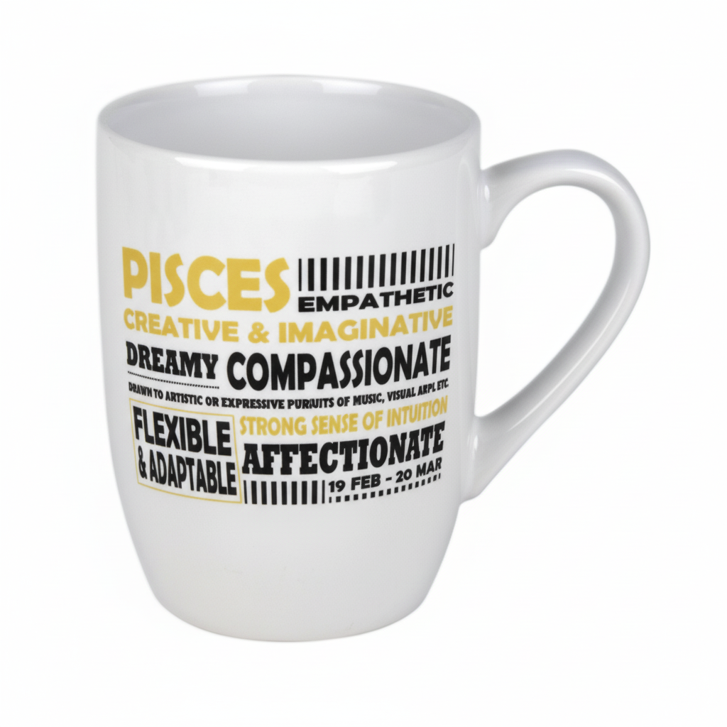 Barrel Mug with Pisces Design for Daily Use (320 ml)