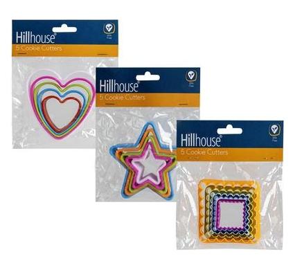 Bakeware Plastic Cookie Cutters - 6 Assorted Shapes - Includes Holder - Assorted