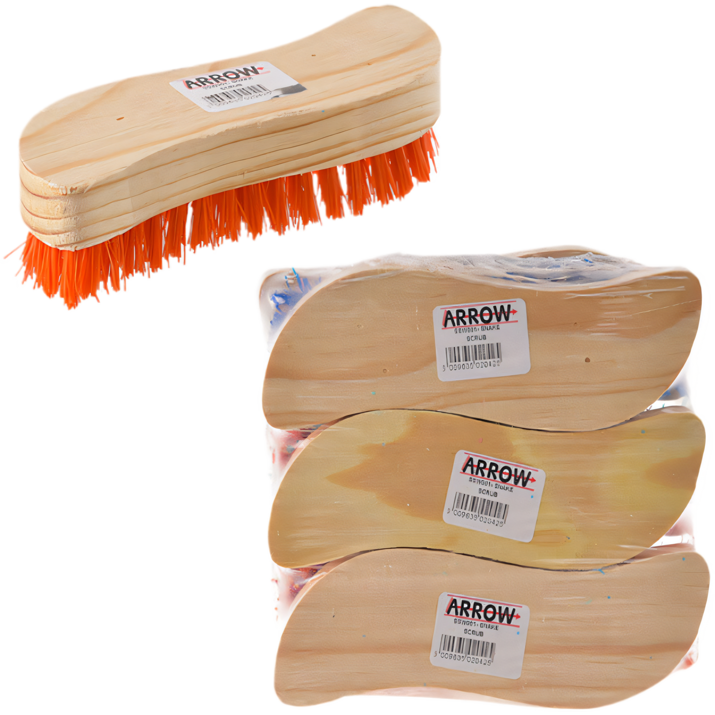 Wooden Back Scrubbing Brush with S Shape (19 cm) - Bulk Pack of 6