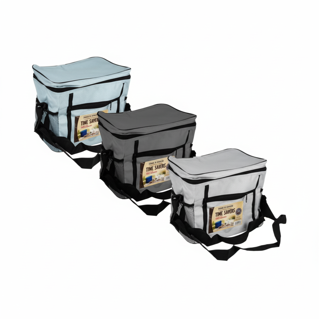 Nylon Cooler Bag with Pocket in Various Colours (27 x 18 x 23 cm)