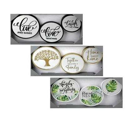 Wall Mounted Mirror Set with Words - 3 Piece