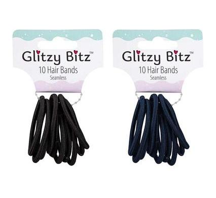 Elastic Hair Band - Black or Navy - 10 Pieces