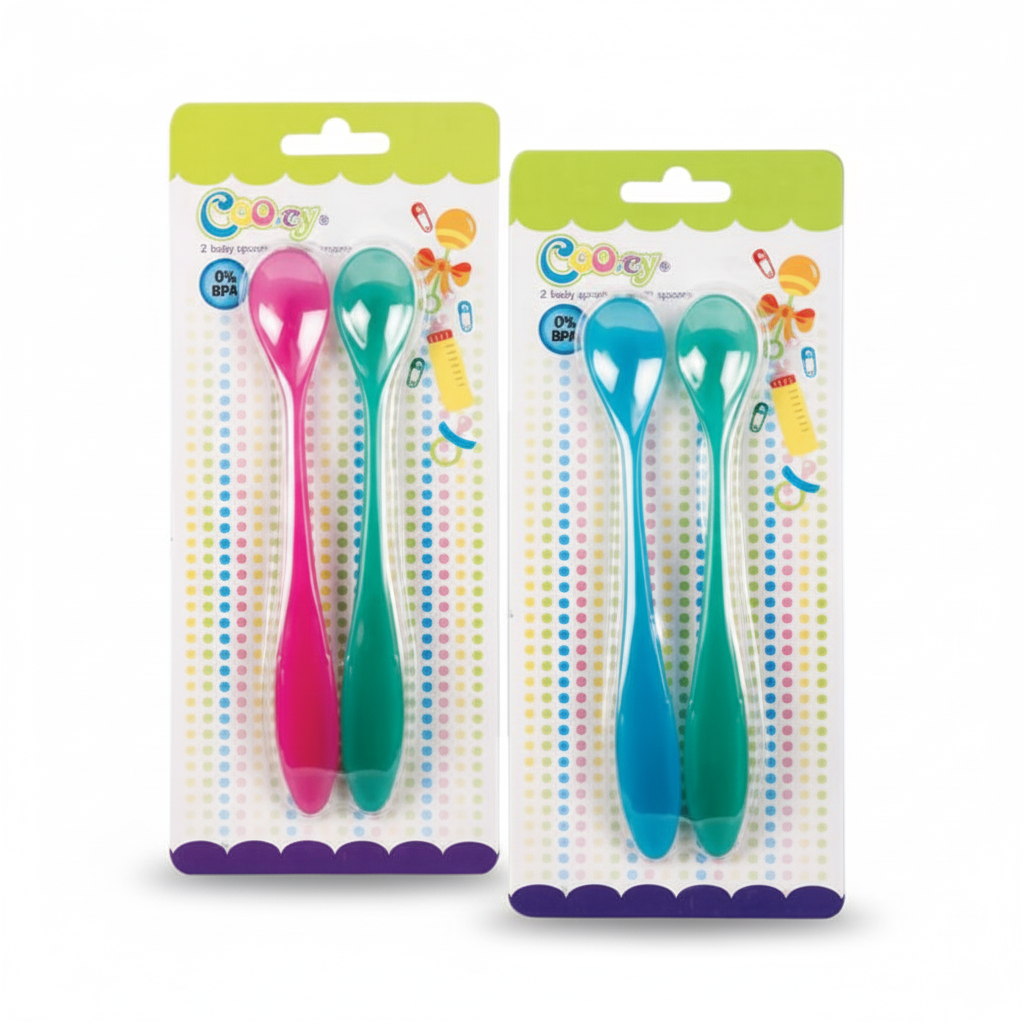 Plastic Spoons - Heat Sensitive, BPA Free (Card of 2) - Various Colours