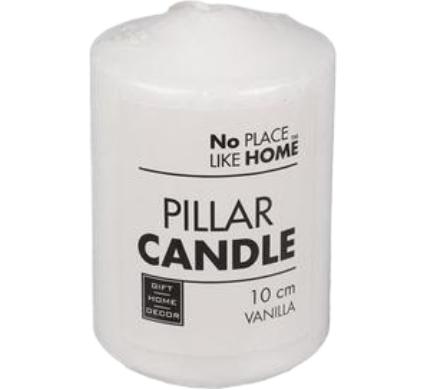 Scented White Pillar Candle - 10 x 7 cm