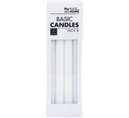 Long Candle - 8 Pieces - 22.5 cm - White