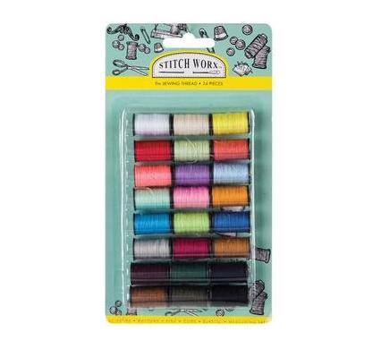 Polyester Sewing Thread - 9 m Bobbins - Card of 24 - Assorted Colours