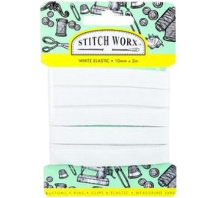 White Elastic - 10 mm x 2 m - Carded