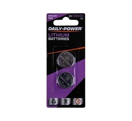 Daily Power Lithium CR2025 Batteries - 3V - Card of 2