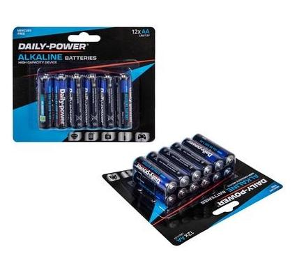 Daily Power Alkaline Battery - Size AA - Card of 12