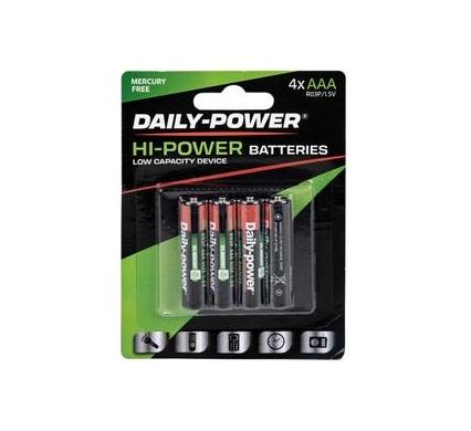 Daily-Power Super Heavy Duty Battery - Size AAA - Card of 4