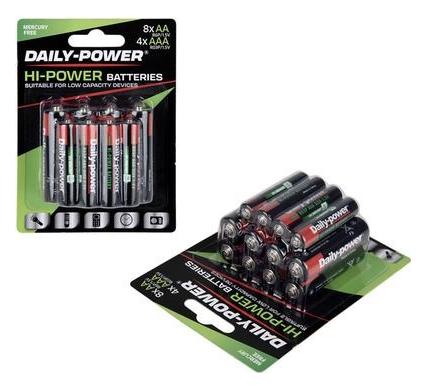 Daily-Power Super Heavy Duty Battery - AA x 8 - AAA x 4