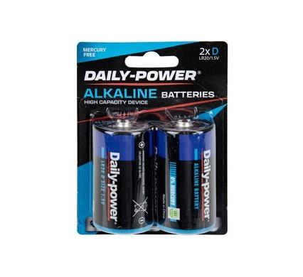 Daily-Power Alkaline Battery - Size D - Card of 2