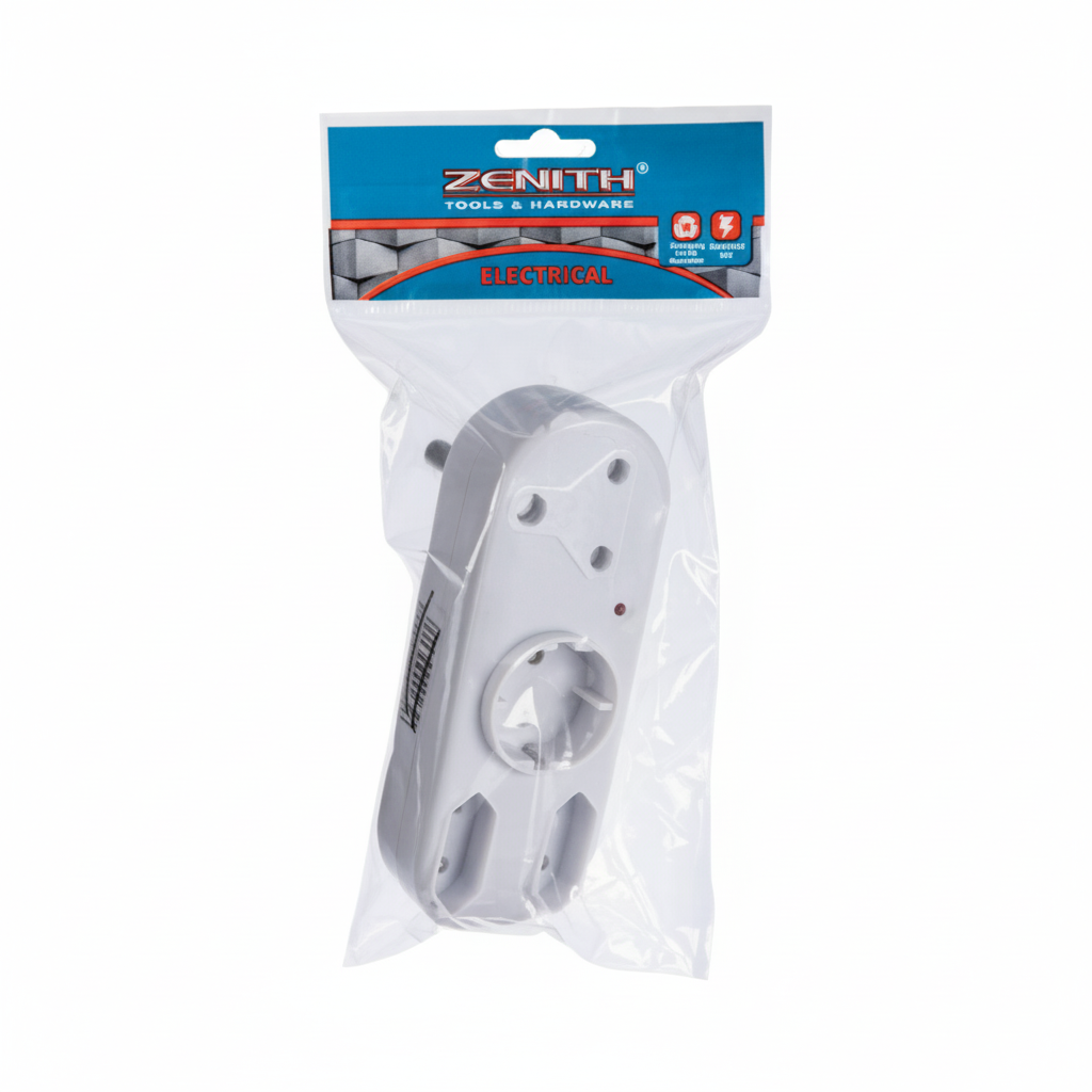 Plug Adaptor - 1 x 16 amp Round Socket - 2 x 2 Pin 5 amp Sockets - Power On Light