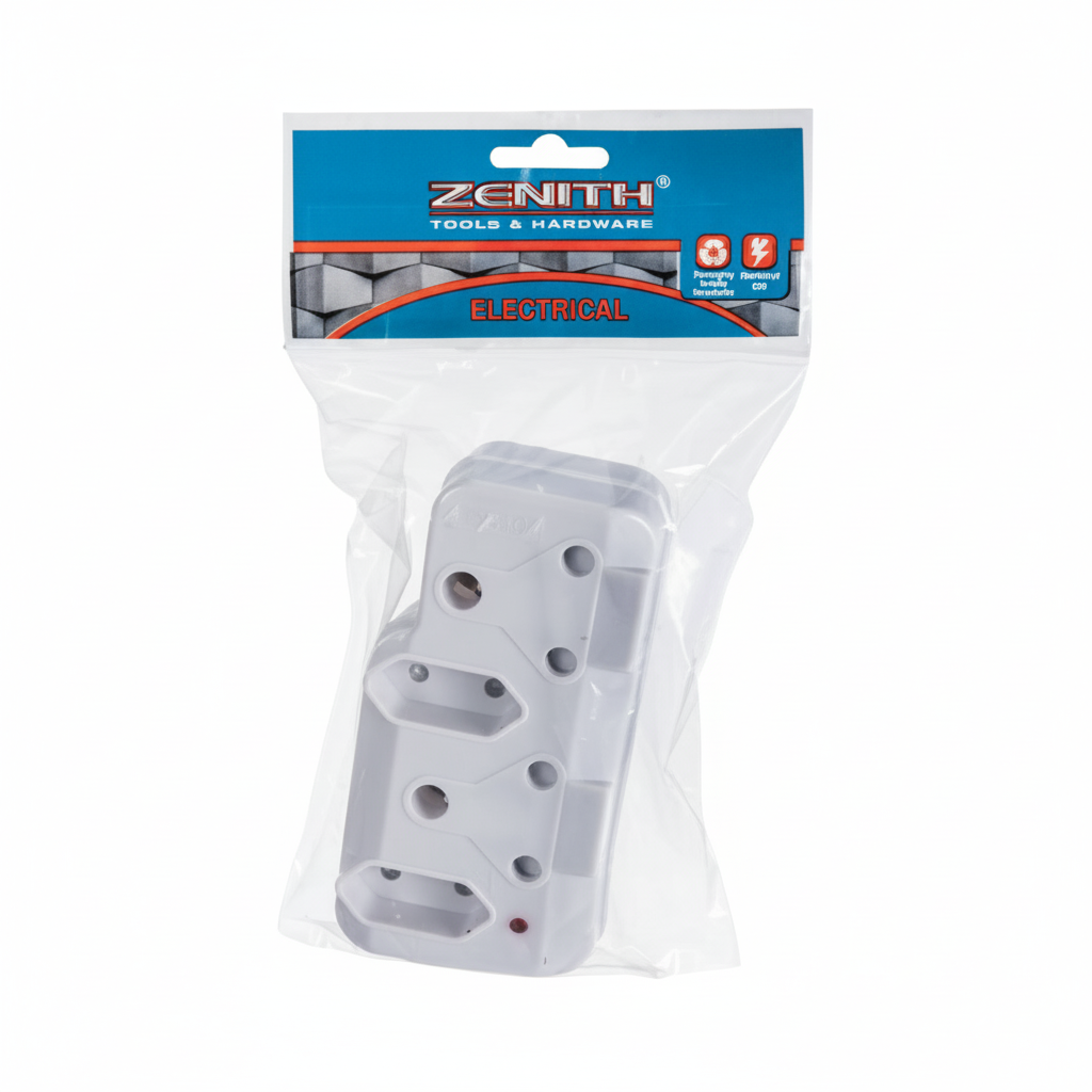 Plug Adaptor with 2 x 16 Ampere and 2 x 2-Pin Outlets, with Power On