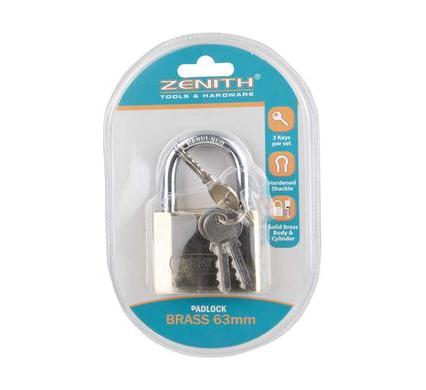 Padlock Zenith Brass - 63 mm - Carded