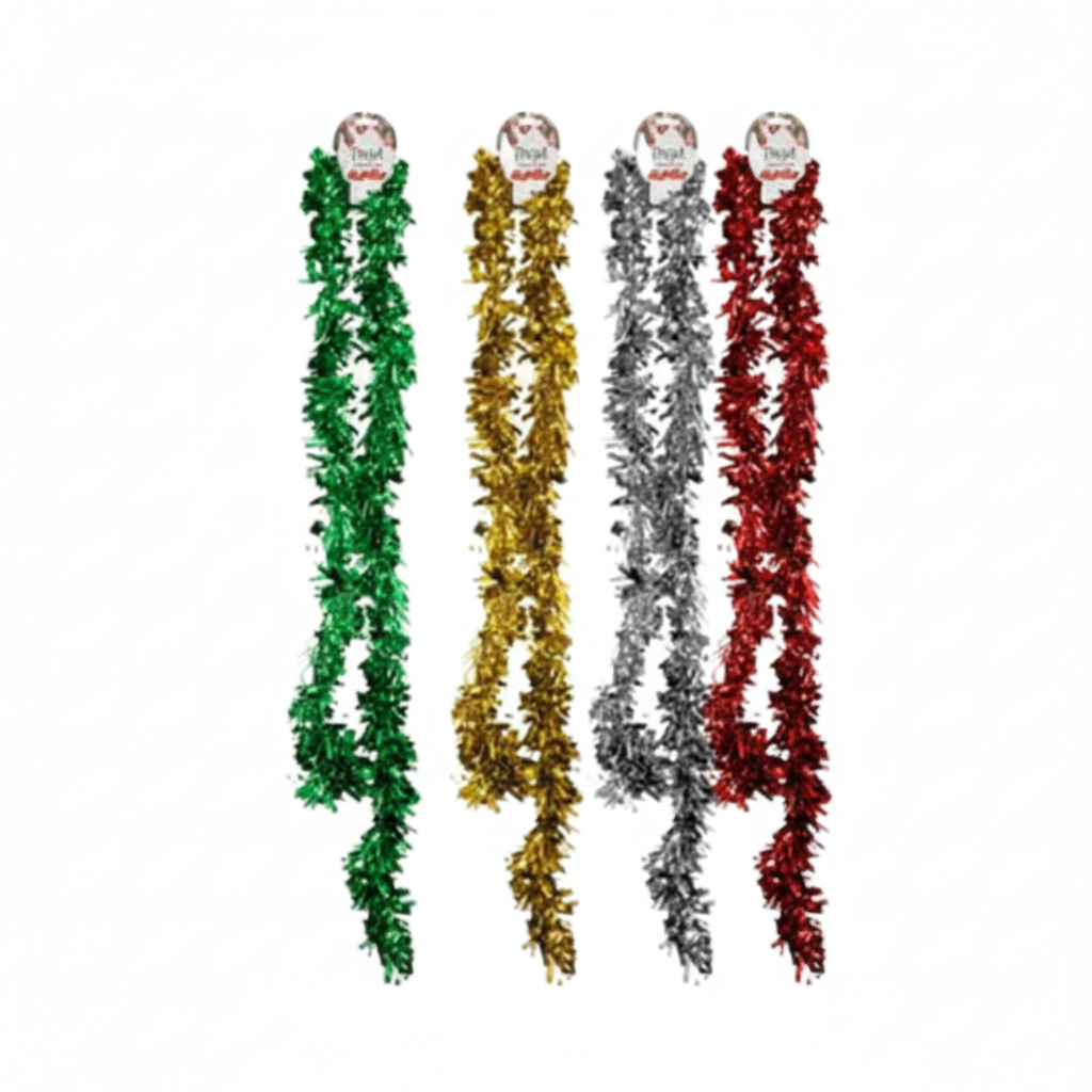 Matte Christmas Tinsel Garland - 9 cm x 2 m - Various Colours