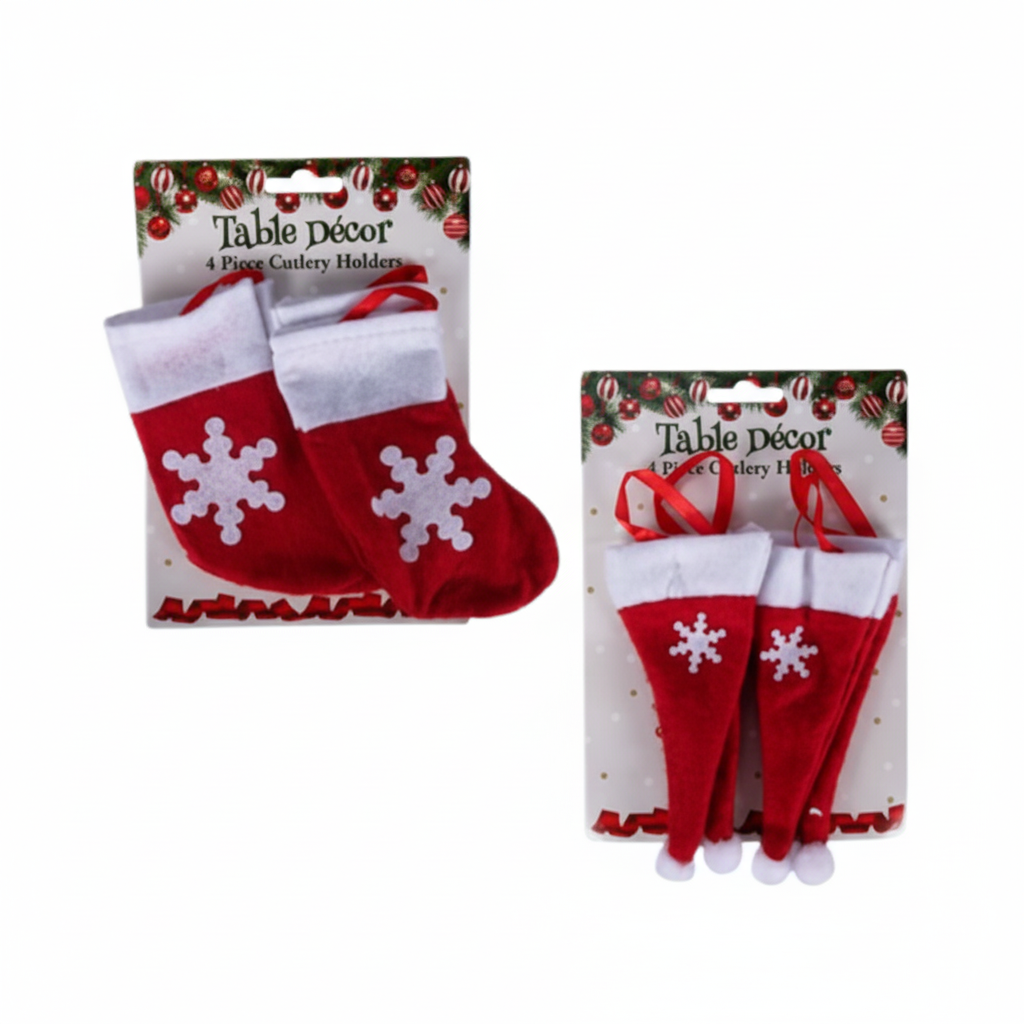 Christmas Table Decoration Cutlery Holder with Assorted Designs (4 Pieces)