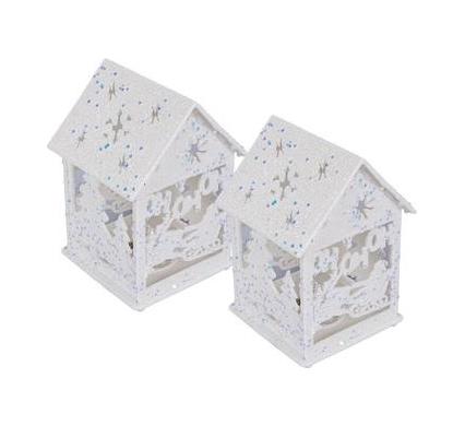 Christmas Table Decor Glitter House - Battery Operated - 11 cm