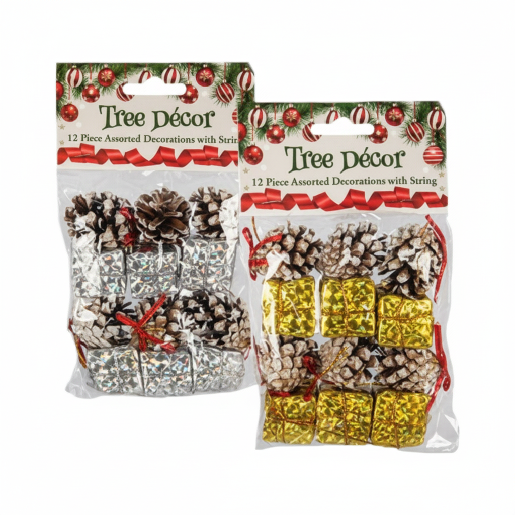 12-Piece Christmas Tree Decoration Set in Various Colours (3 cm)