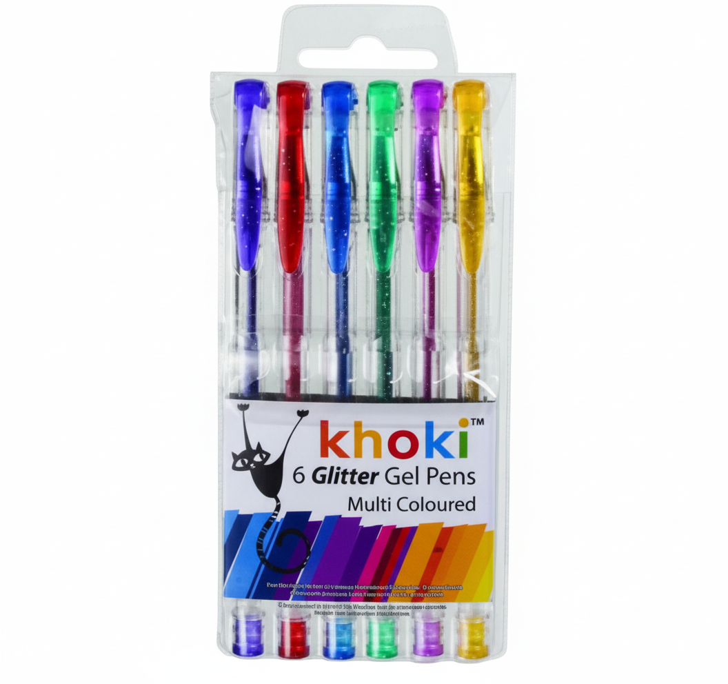 Glitter Gel Pens (6 Pack) - Assorted Colours