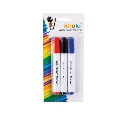 Whiteboard Markers - Card of 3 - Red, Black, Blue - Large Round Tip