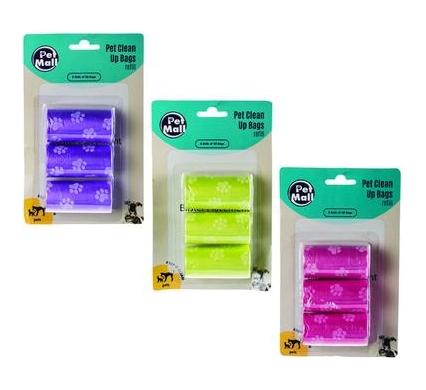 Doggy Clean-Up Bags with Holder - 3 Packs of 20 Bags