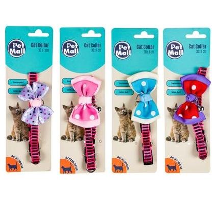 Cat Collar with Bell and Bow - 30 cm - Assorted