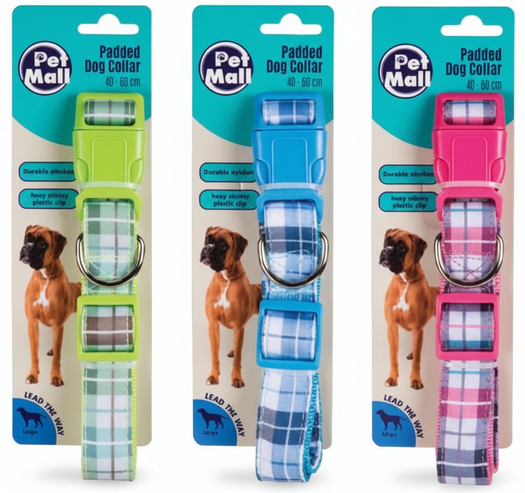 Tartan Dog Collar in Various Colours, Adjustable 40-60 cm