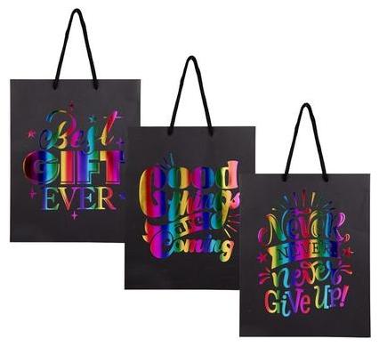 Gift Bag Paper English Words - Large - 25 x 32 cm - Black