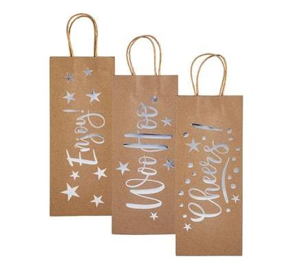 Paper Wine Bag with Wording - 13 x 33 cm - Assorted