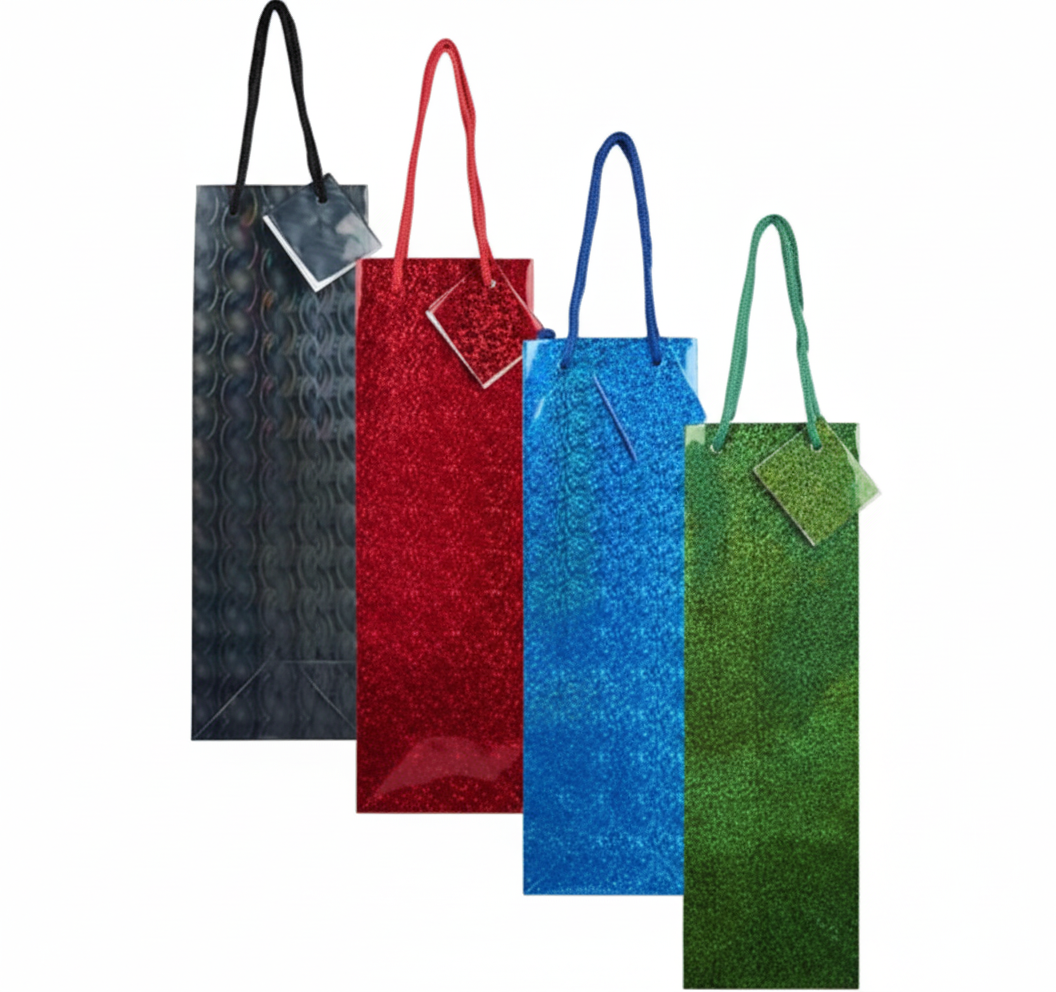 Hologram Wine Gift Bag (33 x 10 cm) - Assorted