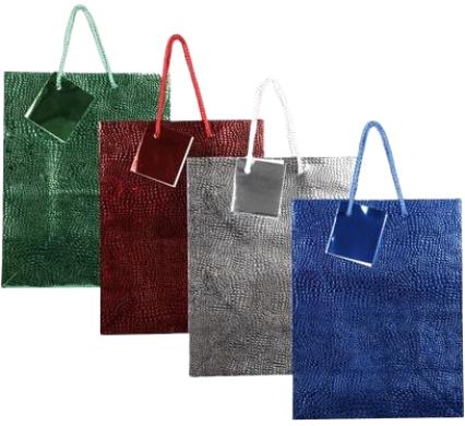 Medium Metallic Embossed Gift Bag - 23 x 18 cm - Assorted