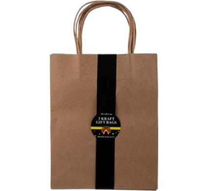 Gift Bag Kraft Paper - 3 Pack - Large - 20 x 25.5 cm