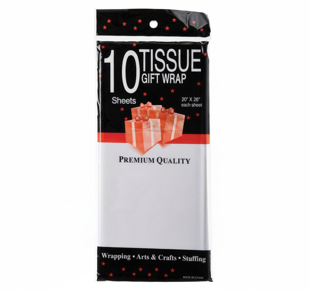 White Tissue Paper, 10 Pack Sheets (50 x 66 cm)