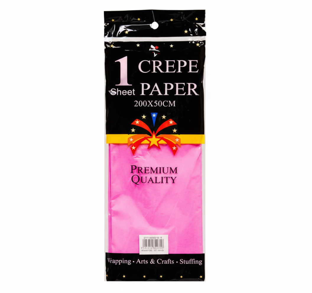Pink Crepe Paper (50 mm x 200 cm)