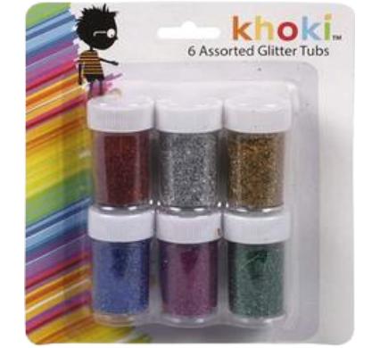 Glitter Shakers - Card of 6 Assorted Colours
