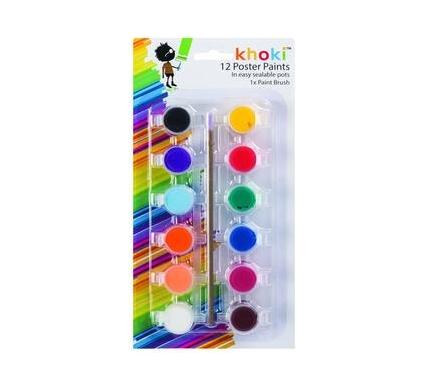 Water Based Poster Paints - Card of 12 Colours