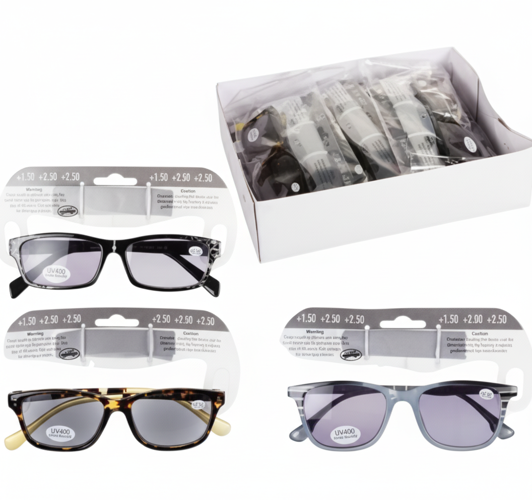 Reading Glasses Plus 2.5 Magnification with Tinted Lenses and Assorted Styles