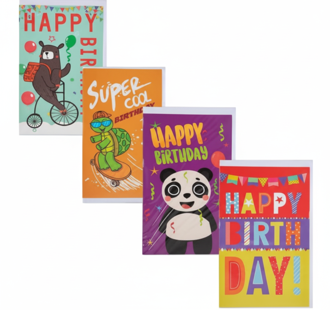 Boys Birthday Card and Envelope - English Wording - Assorted Designs