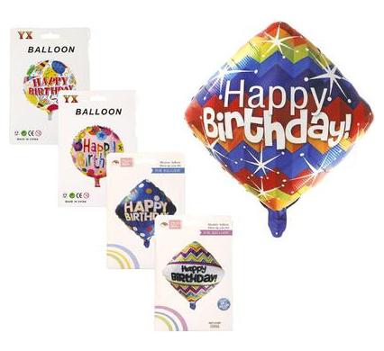 Balloon Suitable for Helium - Foil - Birthday - Assorted - 44 cm