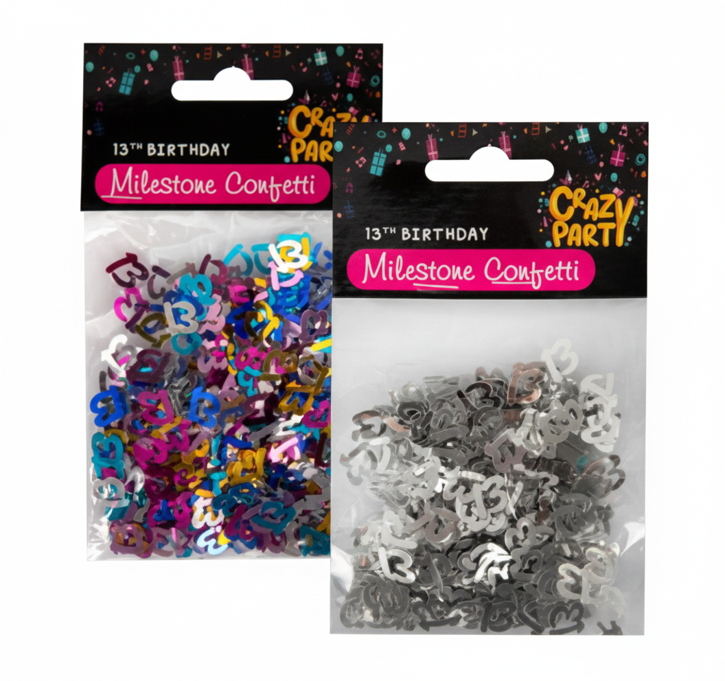 Party Confetti with Milestone Number 13 (15 g) - Various Colours