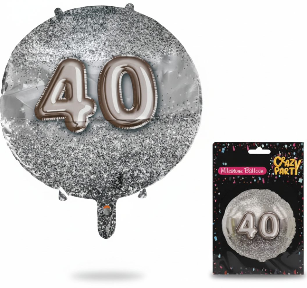Foil Helium Balloon with Milestone 40 (45 cm)