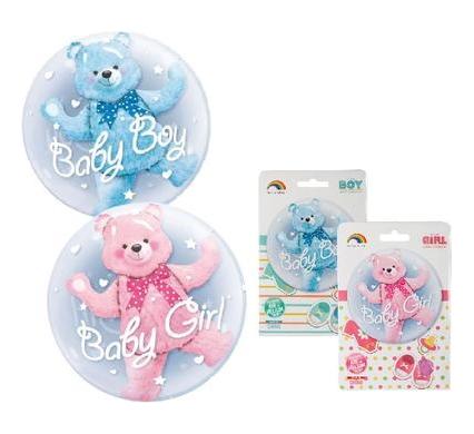 Clear Helium Balloon - Assorted Baby Girl or Boy - 50 cm