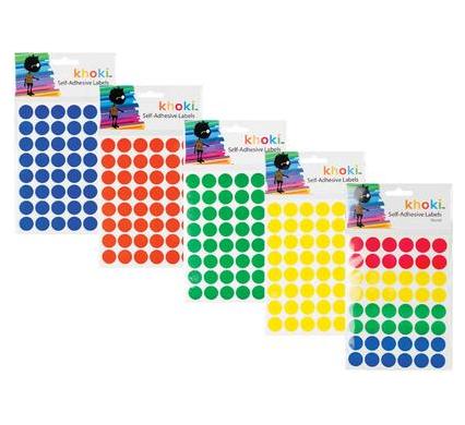 Self Adhesive Labels Round - 10 Sheets - Assorted Colours