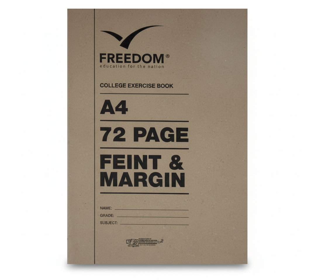 A4 College Exercise Book with 72 Pages, Feint Ruled with Margin (Bulk Pack of 20)